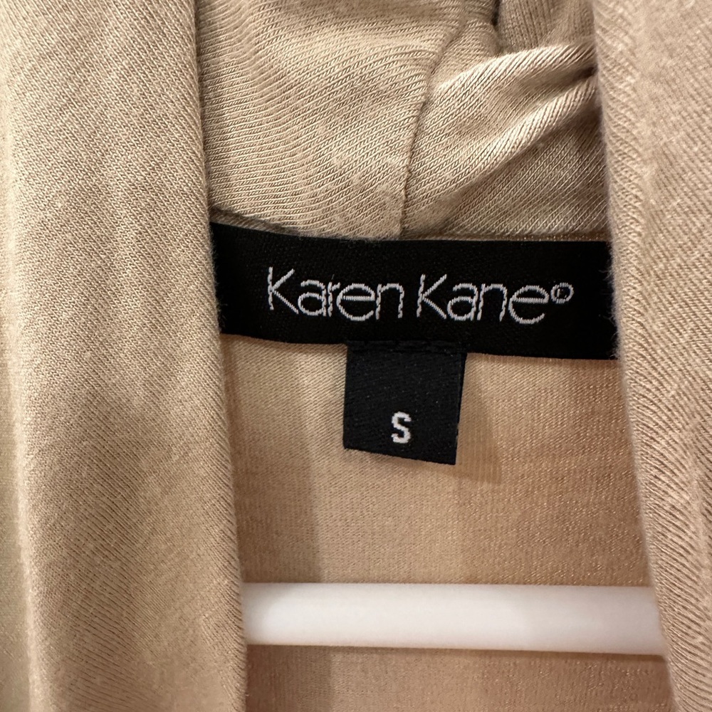Karen Kane Sleeveless Draped Cowl Neck Top Small Beige Rayon Stretch - Picture 3 of 4